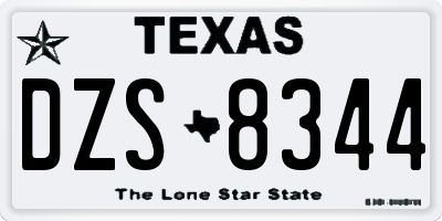 TX license plate DZS8344