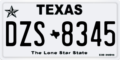 TX license plate DZS8345