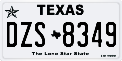 TX license plate DZS8349