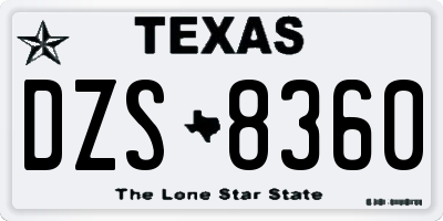 TX license plate DZS8360