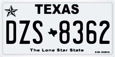 TX license plate DZS8362