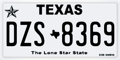 TX license plate DZS8369