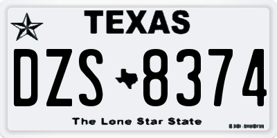 TX license plate DZS8374