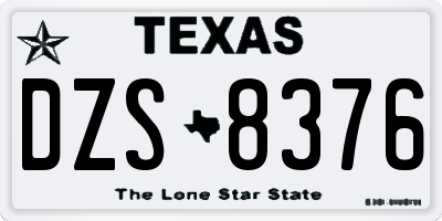 TX license plate DZS8376