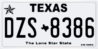 TX license plate DZS8386