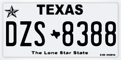 TX license plate DZS8388