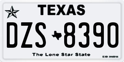 TX license plate DZS8390