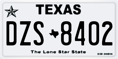 TX license plate DZS8402