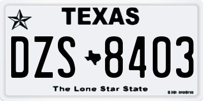 TX license plate DZS8403