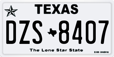 TX license plate DZS8407