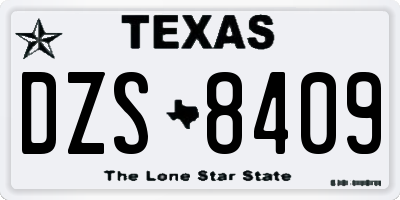TX license plate DZS8409