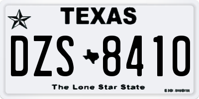 TX license plate DZS8410