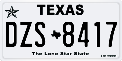 TX license plate DZS8417