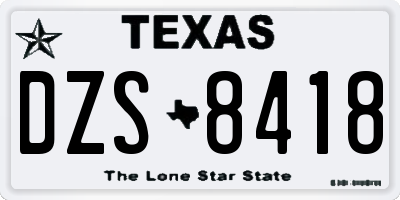 TX license plate DZS8418