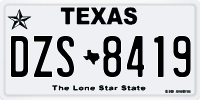TX license plate DZS8419