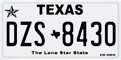 TX license plate DZS8430