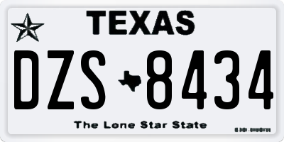 TX license plate DZS8434
