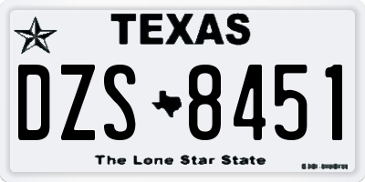 TX license plate DZS8451