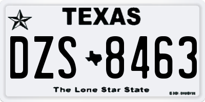 TX license plate DZS8463