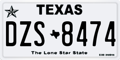 TX license plate DZS8474
