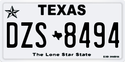 TX license plate DZS8494