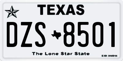 TX license plate DZS8501