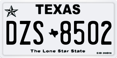 TX license plate DZS8502