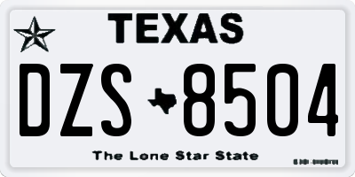 TX license plate DZS8504