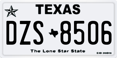 TX license plate DZS8506