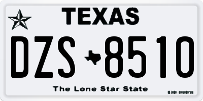 TX license plate DZS8510