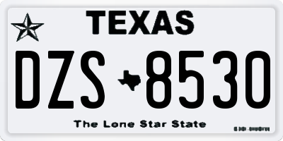 TX license plate DZS8530