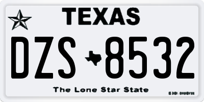 TX license plate DZS8532