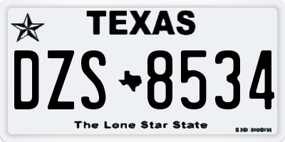 TX license plate DZS8534