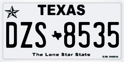 TX license plate DZS8535