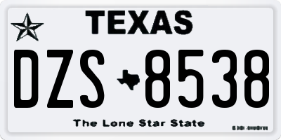 TX license plate DZS8538