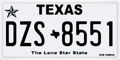 TX license plate DZS8551