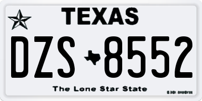 TX license plate DZS8552
