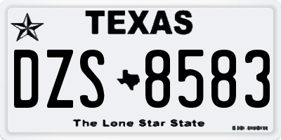 TX license plate DZS8583
