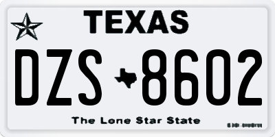 TX license plate DZS8602