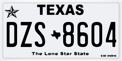 TX license plate DZS8604