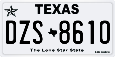 TX license plate DZS8610