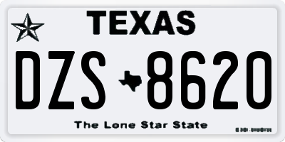 TX license plate DZS8620
