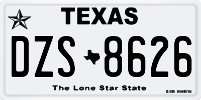 TX license plate DZS8626