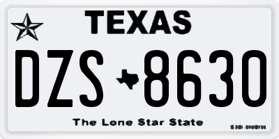 TX license plate DZS8630