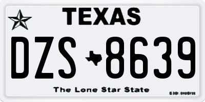 TX license plate DZS8639