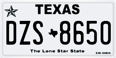 TX license plate DZS8650