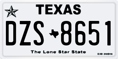 TX license plate DZS8651