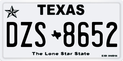 TX license plate DZS8652