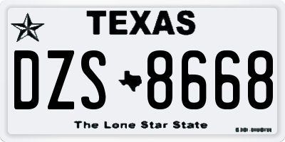TX license plate DZS8668