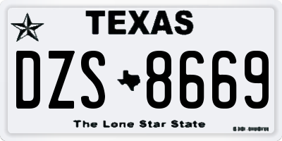 TX license plate DZS8669
